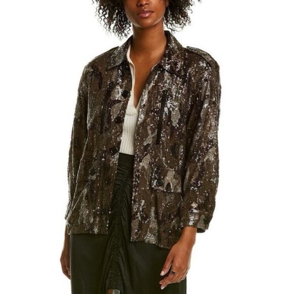 B45 Zadig & Voltaire Sequined Camou Jacket Women XS - Picture 2 of 12